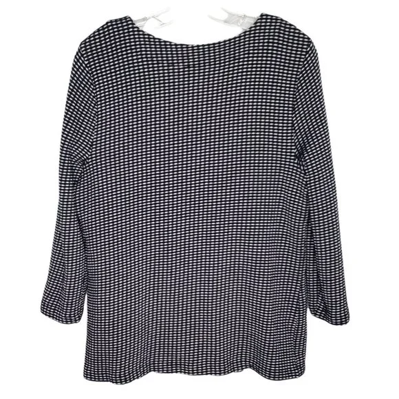 Talbots Size L Sweater Notched Neckline Basketweave Knit Cotton Blend Blue White - Picture 3 of 6